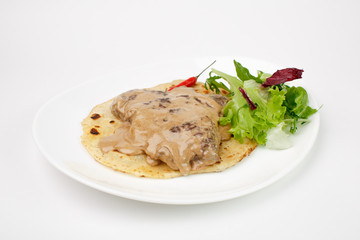 Beautiful meat dish on a white background