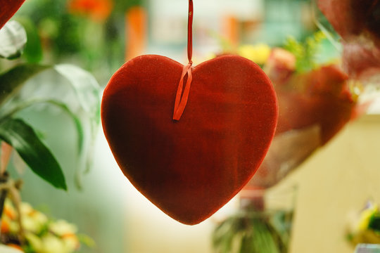 valentine day. decorated valentine heart, background close up