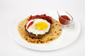 Beautiful meat dish on a white background