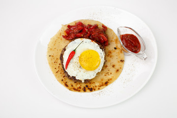 Beautiful meat dish on a white background