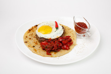 Beautiful meat dish on a white background