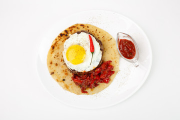 Beautiful meat dish on a white background