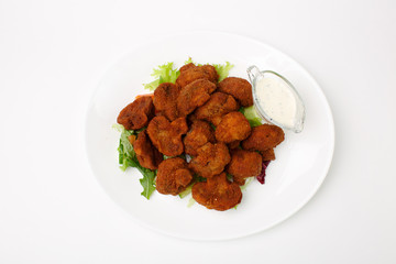 A beautiful snack. Dish on white background