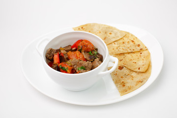A beautiful snack. Dish on white background
