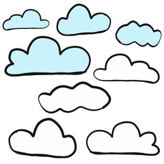abstract hand draw doodle sketch cloud isolated on white background, vector, illustration, cartoon style