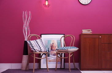 Modern room interior with chairs