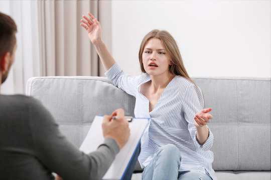 Young woman on reception for family psychologist