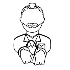 Obraz premium handcuffed criminal icon image black line vector illustration design 