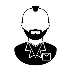 bearded man with mohawk icon image vector illustration design 