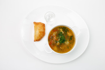 the Jewish soup in Odessa on a white background