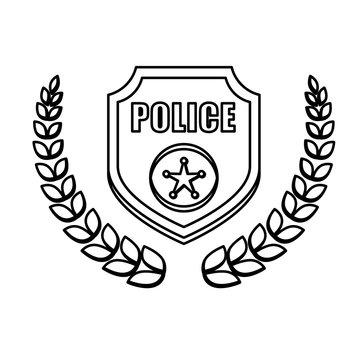 police emblem icon image black line vector illustration design 