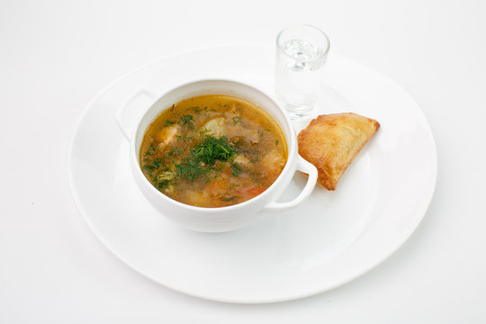 the Jewish soup in Odessa on a white background