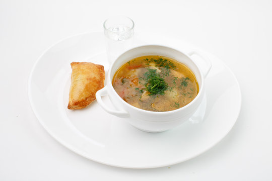 the Jewish soup in Odessa on a white background