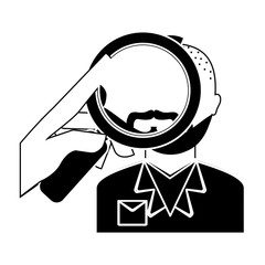 magnifying glass over man investigation icon image vector illustration design 