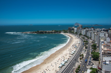 Awesome, breathtaking aerial view of Copacabana Beach, Rio de Janeiro, Brazil