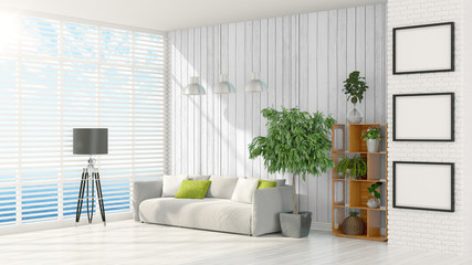 Modern bright interior . 3D rendering