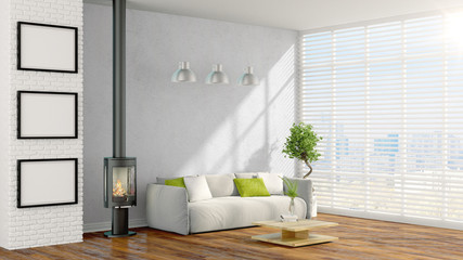 Modern bright interior . 3D rendering