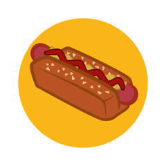 hot dog fast food emblem image vector illustration design 