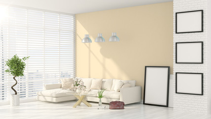 Modern bright interior . 3D rendering