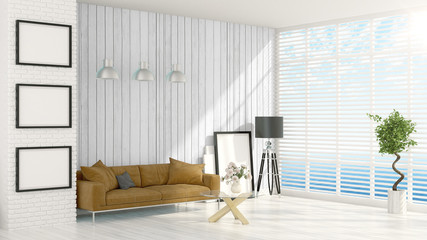 Modern bright interior . 3D rendering