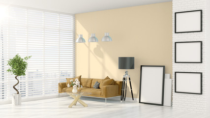 Modern bright interior . 3D rendering