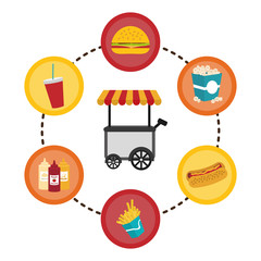 fast food cart icon image vector illustration design 