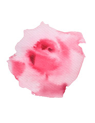 Pink rose watercolor .valentine Greeting Card.  Festive love pos
