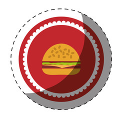 hamburger fast food button icon image vector illustration design 
