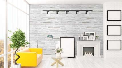 Modern bright interior . 3D rendering