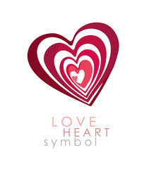 Heart reiteration inside itself. Optical illusion. Vector icon love symbol.