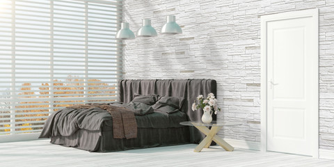 Modern bright interior . 3D rendering