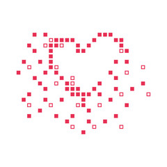 Pixel Heart Collapsing. Flat vector design.
