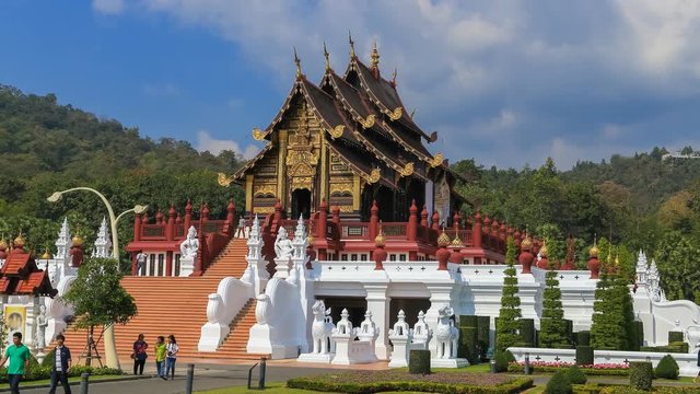 4k timelapse of Royal Park Rajapruek (Hor Kam Luang) in Chaing Mai, Thailand