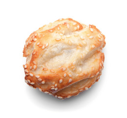Tasty pastry on white background