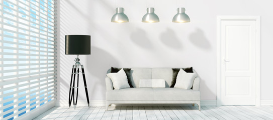 Modern bright interior . 3D rendering