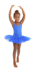 Fototapeta premium Cute African American ballerina on white background
