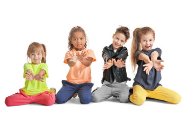 Cute little children on white background