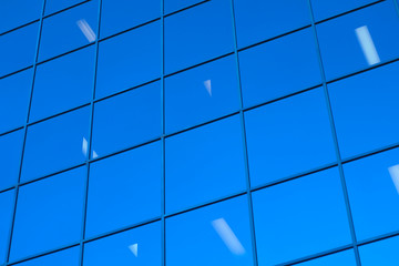 Fototapeta premium window view office building blue glass skyscraper