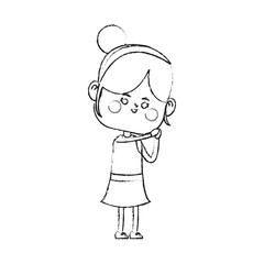 kawaii girl icon over white background. vector illustration