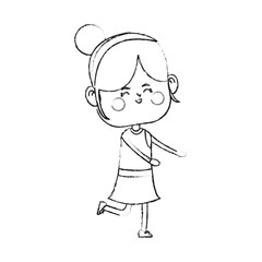 kawaii girl icon over white background. vector illustration