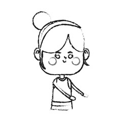 kawaii girl icon over white background. vector illustration