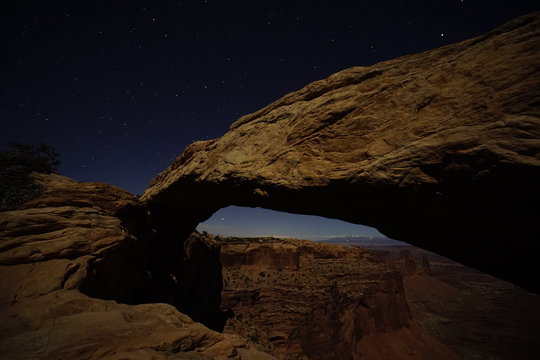 Mesa Arch Nighttime Stars at Canyonlands National Park near Moab, Utah U.S.A.