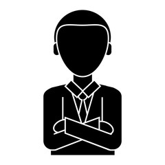 silhouette man business crossed arms suit necktie vector illustration eps 10