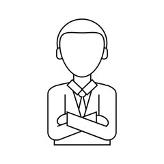 man business crossed arms suit necktie thin line vector illustration eps 10