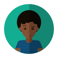 afro man young curly hair t-shirt shadow vector illustration eps 10