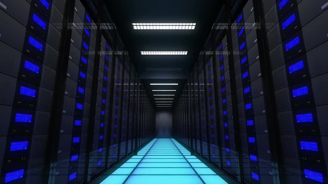 Computer servers in a Data Center. Loopable.