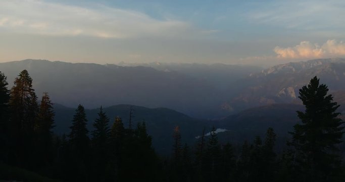 Sunset Time Lapse Casting Shadows over Stunning Mountain Landscape, King's Canyon National Park California