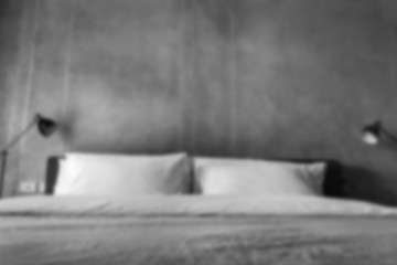 Blurred of Bed in Black and White Color