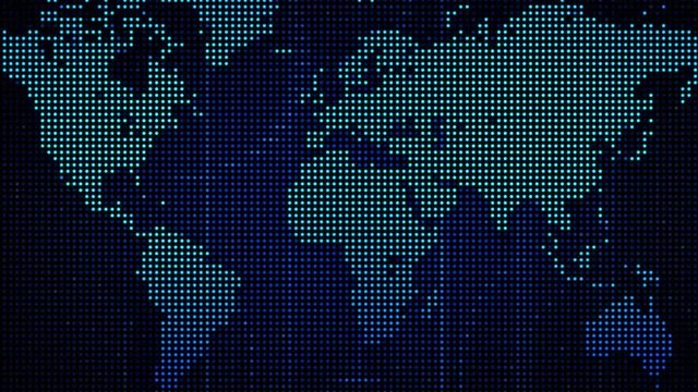 Map of the World, LED Digital Graphic Animation (blue)