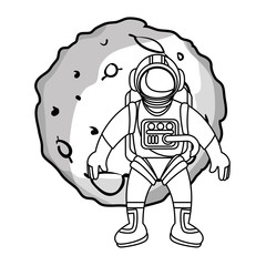 moon of the solar system with astronaut vector illustration design